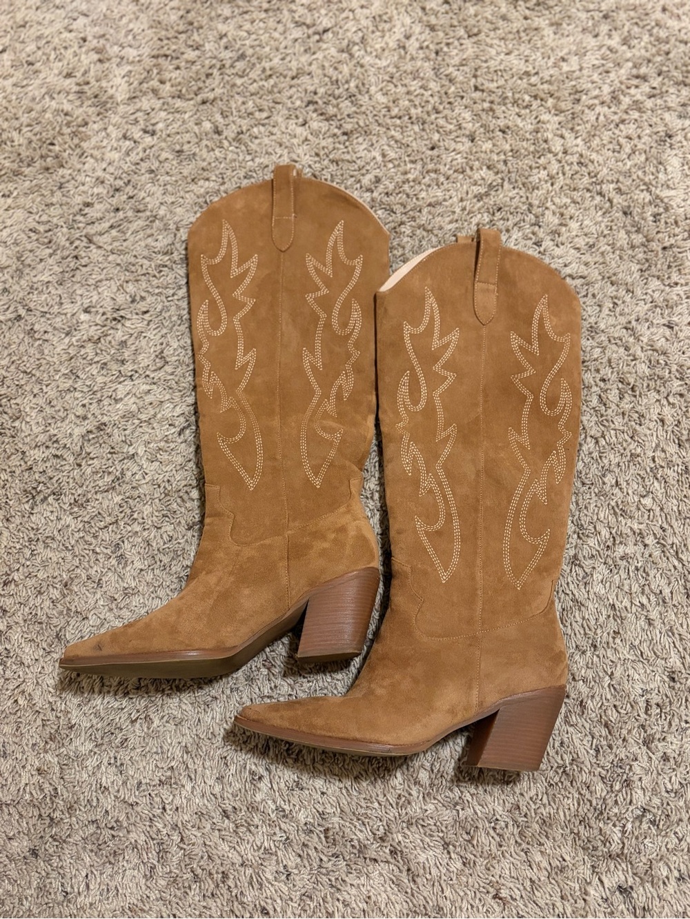 Women's Brown Suede Western Heeled Boots